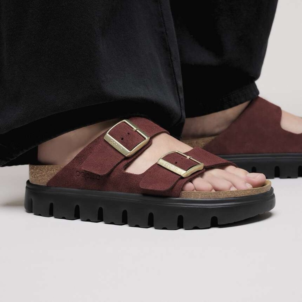 PAPILLIO BIRKENSTOCK ARIZONA CHUNKY PLATFORM SANDALS IN ZINFANDEL 41 EU 10 US